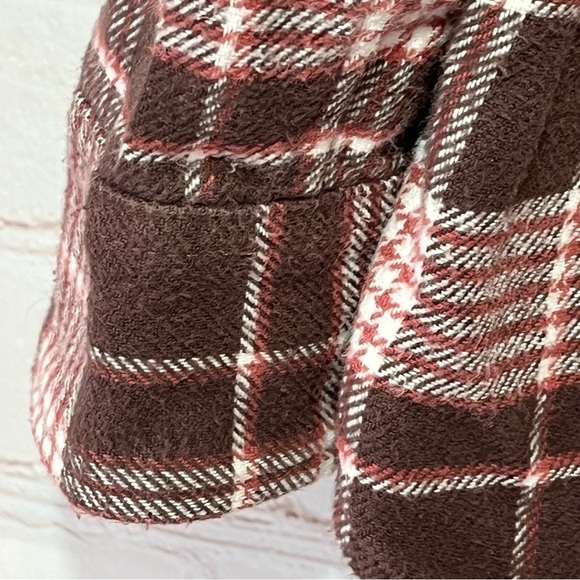 Aerie Plaid Button-Up Flannel Shirt Womens Medium Brown Grunge Outdoor Thick - Picture 8 of 9
